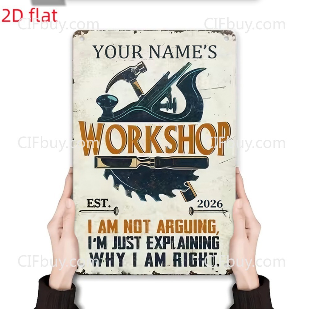 Letrero Metálico Vintage 2D Pe - Workshop Tools With Name reseña y precio